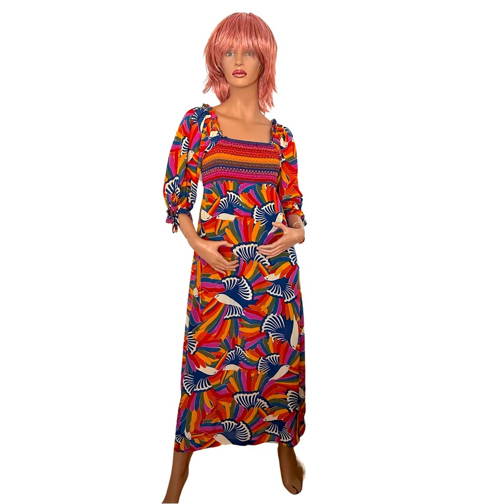 Farm Rio midi/ maxi dress. Worn once to a wedding in Mexico.